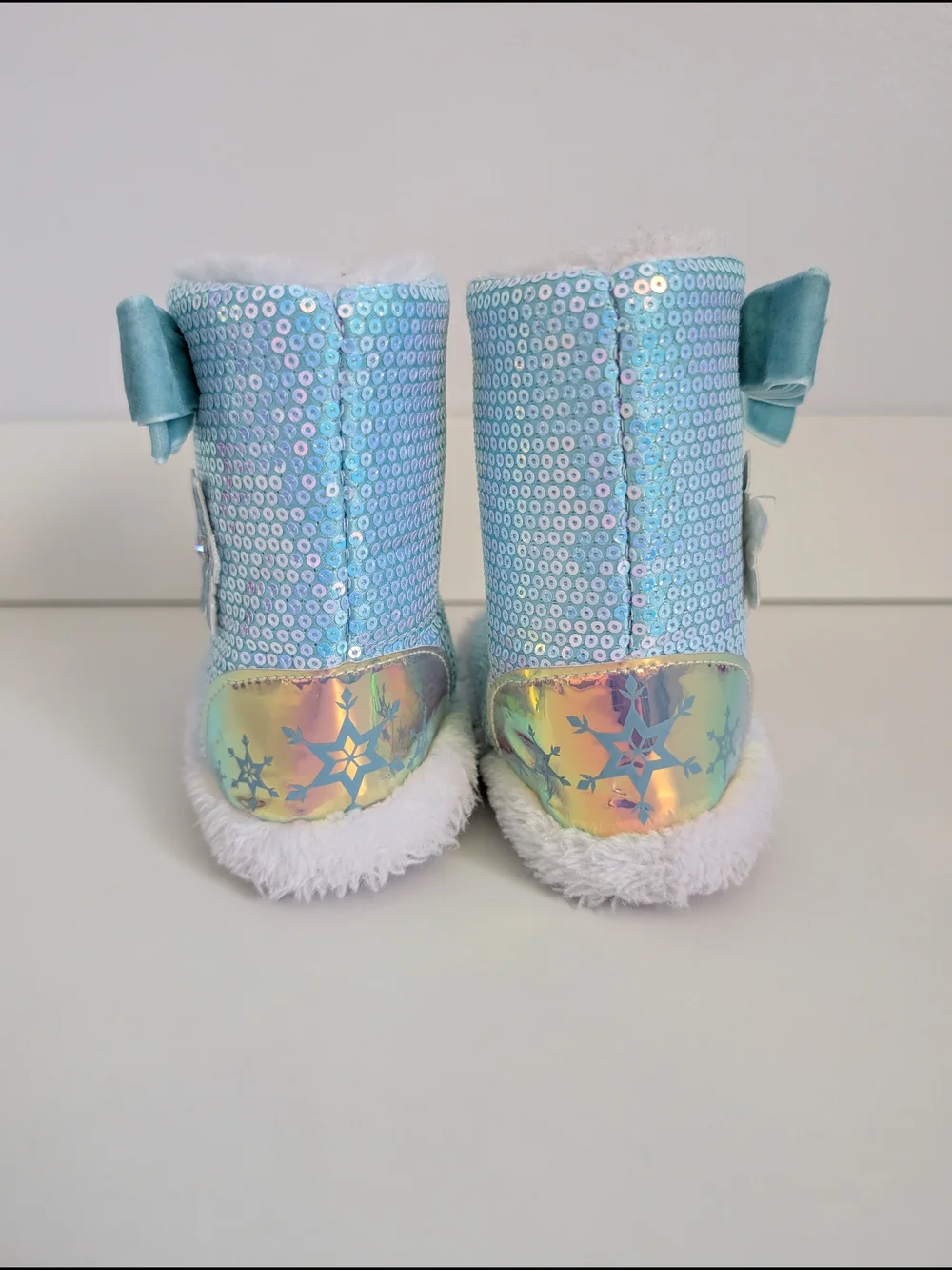 Disney FROZEN Kids Toddler Blue Sequin Slippers Size 7/8